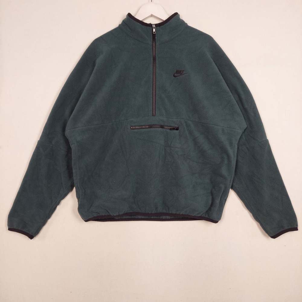 Nike Fleece Quarter-Zip Pullover Sweatshirt Dark Green M Embroidered Logo